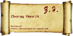 Zboray Henrik névjegykártya